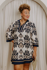 Twilight Grove Floral Mini Dress in Navy Curves