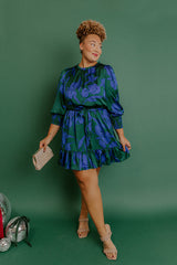 Rooftop Cocktails Floral Satin Mini Dress Curves