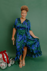 Whispered Florals Satin Wrap Maxi Dress Curves