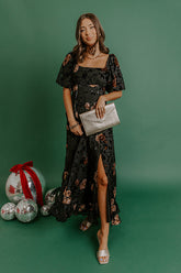 Brownstone Bliss Velvet Burnout Maxi Dress in Black