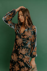 Poised Romance Floral Velvet Burnout Maxi Dress in Slate