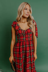 Holiday Party Plaid Midi Dress