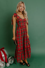Holiday Party Plaid Midi Dress