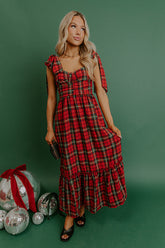 Holiday Party Plaid Midi Dress