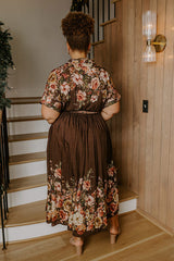 Sweet Symphony Floral Midi Dress in Chestnut Curves