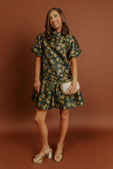 Moonlit Blooms Floral Jacquard Mini Dress