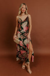 Candlelit Charm Floral Velvet Burnout Midi Dress