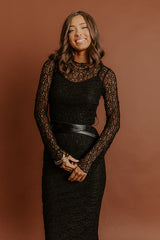 Twilight Muse Lace Maxi Dress in Black