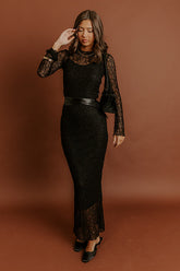 Twilight Muse Lace Maxi Dress in Black