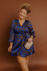 Dinner and a Movie Wrap Dress in Royal Blue Curves