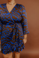 Dinner and a Movie Wrap Dress in Royal Blue Curves