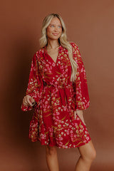 Luxury Excursions Floral Mini Dress in Red