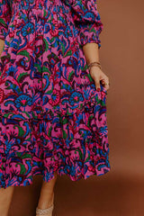 Vineyard Escape Smocked Floral Midi Dress Curves