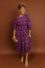 Vineyard Escape Smocked Floral Midi Dress Curves