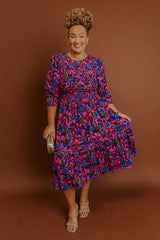 Vineyard Escape Smocked Floral Midi Dress Curves