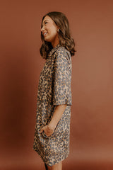 Metropolitan Mood Denim Leopard Mini Dress