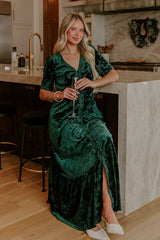 Heartfelt Elegance Floral Velvet Maxi Dress
