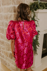 Kiss Of Chic Floral Jacquard Mini Dress
