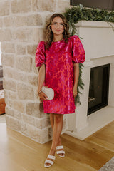 Kiss Of Chic Floral Jacquard Mini Dress