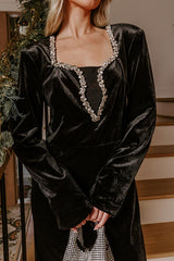 Cheers To Chic Jewel Embellished Velvet Mini Dress