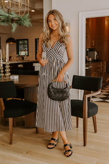 Forever in Style Stripe Satin Midi Dress