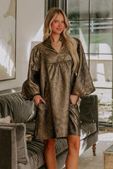 Uptown Radiance Babydoll Mini Dress in Gold