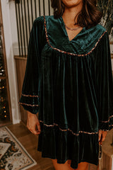 Candlelight Evening Velvet Mini Dress in Dark Teal