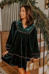 Candlelight Evening Velvet Mini Dress in Dark Teal