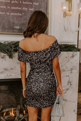 Glam And Glitzy Sequin Mini Dress in Black