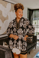 Twilight Grove Floral Mini Dress in Black Curves