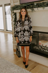 Twilight Grove Floral Mini Dress in Black