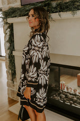 Twilight Grove Floral Mini Dress in Black