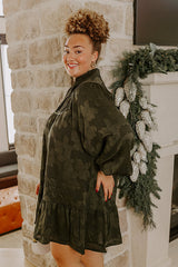 Uptown Gathering Floral Jacquard Mini Dress Curves