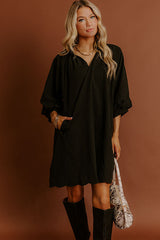 Dinner in Soho Scalloped Mini Dress in Black