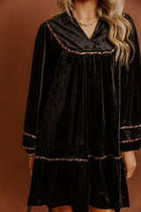 Candlelight Evening Velvet Mini Dress in Black