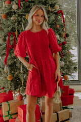 Chic Celebration Embroidered Mini Dress in Red