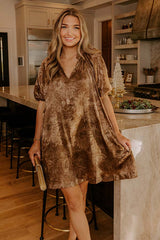 Champagne Chic Floral Satin Mini Dress