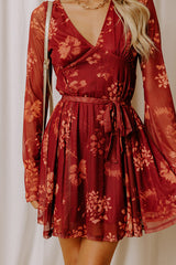 Meadow Charm Floral Mesh Mini Dress