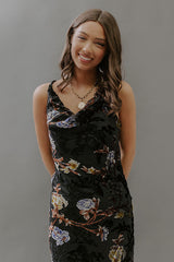 Romance In The Air Floral Velvet Burnout Midi Dress