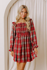 Plaid All Night Smocked Mini Dress