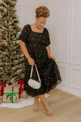 Effortless Spots Embroidered Midi Dress Curves