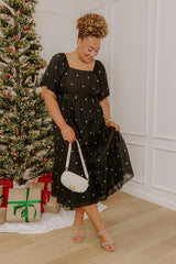 Effortless Spots Embroidered Midi Dress Curves