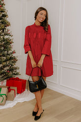 Chic Agenda Lace Applique Mini Dress in Crimson