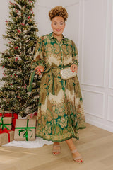 Weekend in London Paisley Button Down Midi Dress Curves