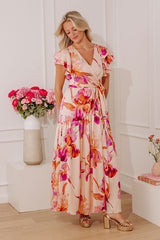Endless Romance Stain Floral Wrap Maxi Dress