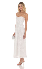 Textured Floral Maxi Dress in White