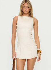 Dasya Side Button Mini Dress Cream