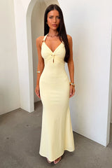 Nikki Halter Neck Maxi Dress - Yellow