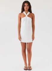 Keira Linen Micro Mini Dress - White