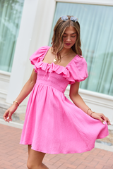 Monica Pink Smocked Top Dress